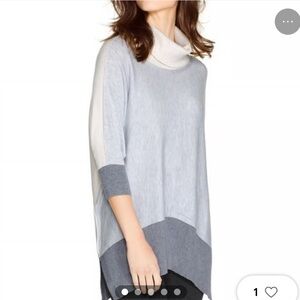 White House Black Market Oversized Cowl Neck Sweater in Greys and Tan, Size Lge